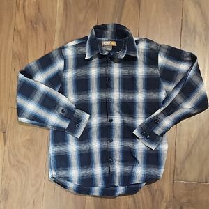 Boys Size Lg Blue Plaid Shirt